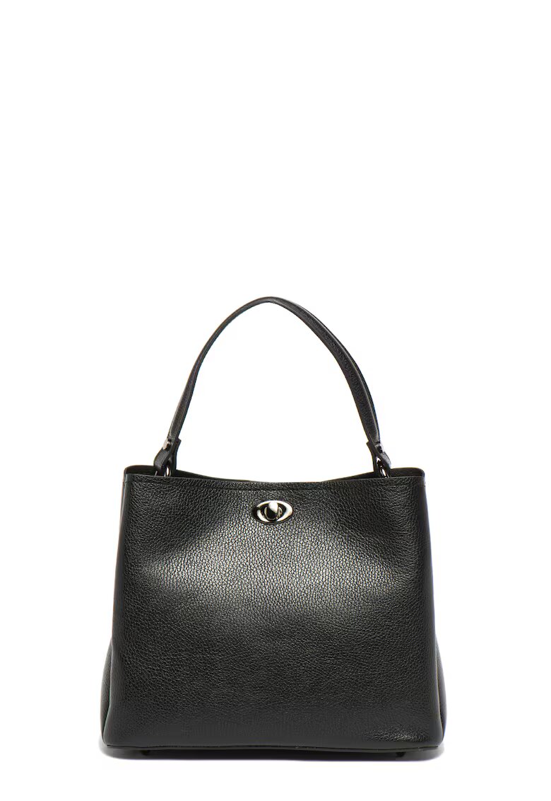 Massimo Castelli Geanta tote de piele cu bareta detasabila - Negru