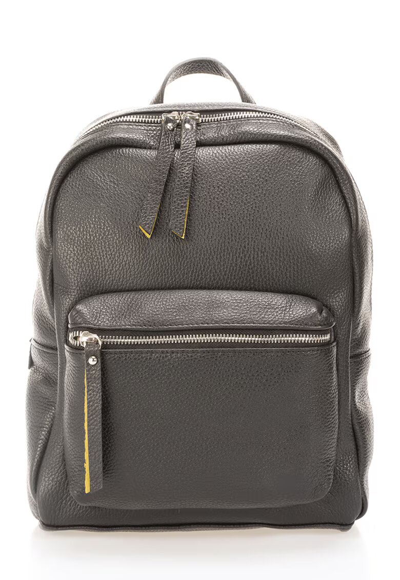 Massimo Castelli Rucsac de piele cu buzunar frontal - Negru