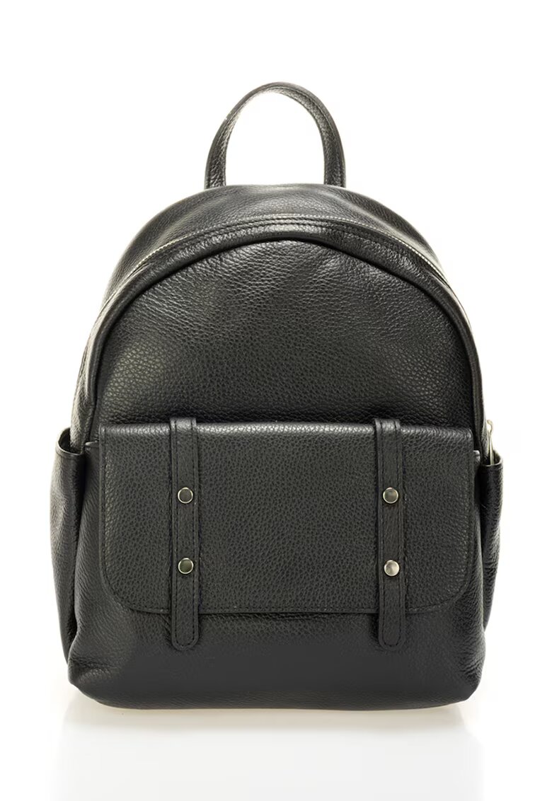 Massimo Castelli Rucsac de piele cu buzunare exterioare - Negru