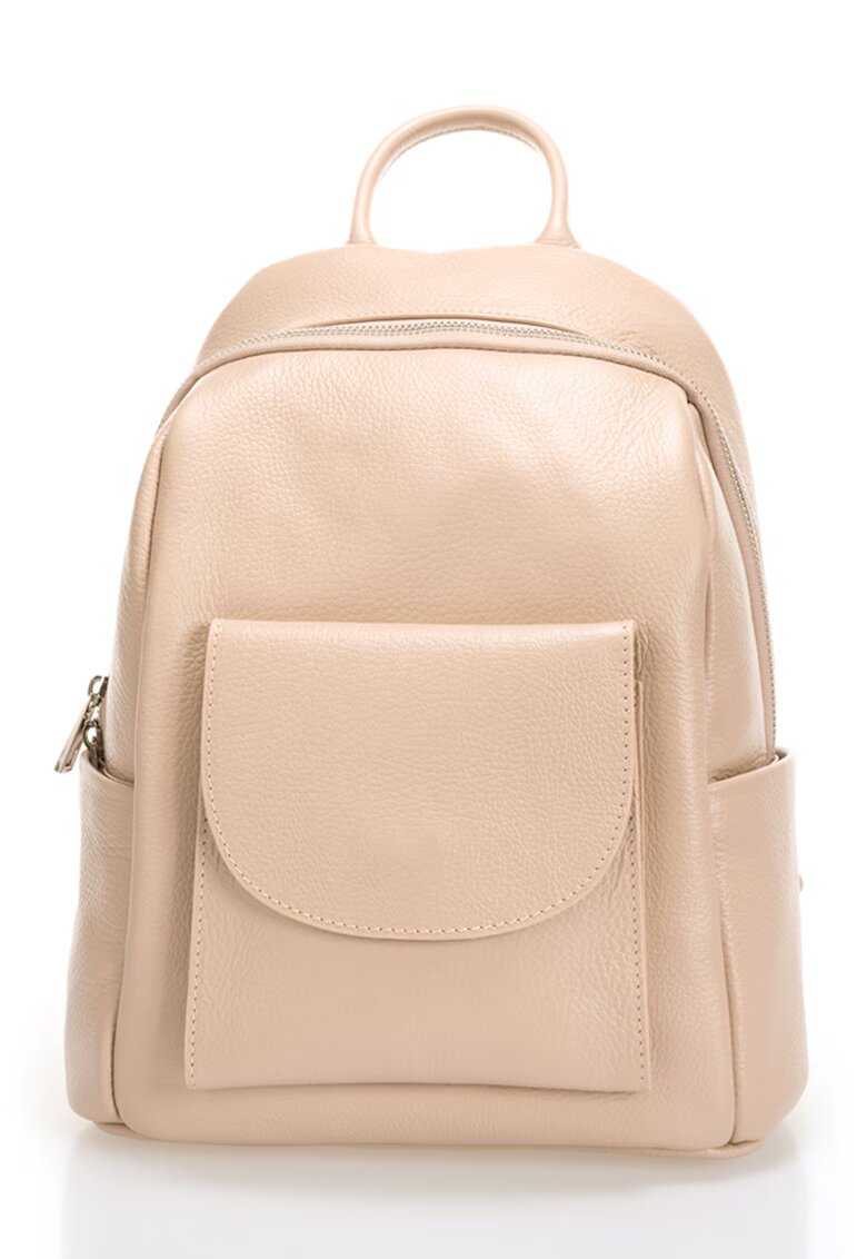 Massimo Castelli Rucsac de piele cu buzunare multiple - Piersica