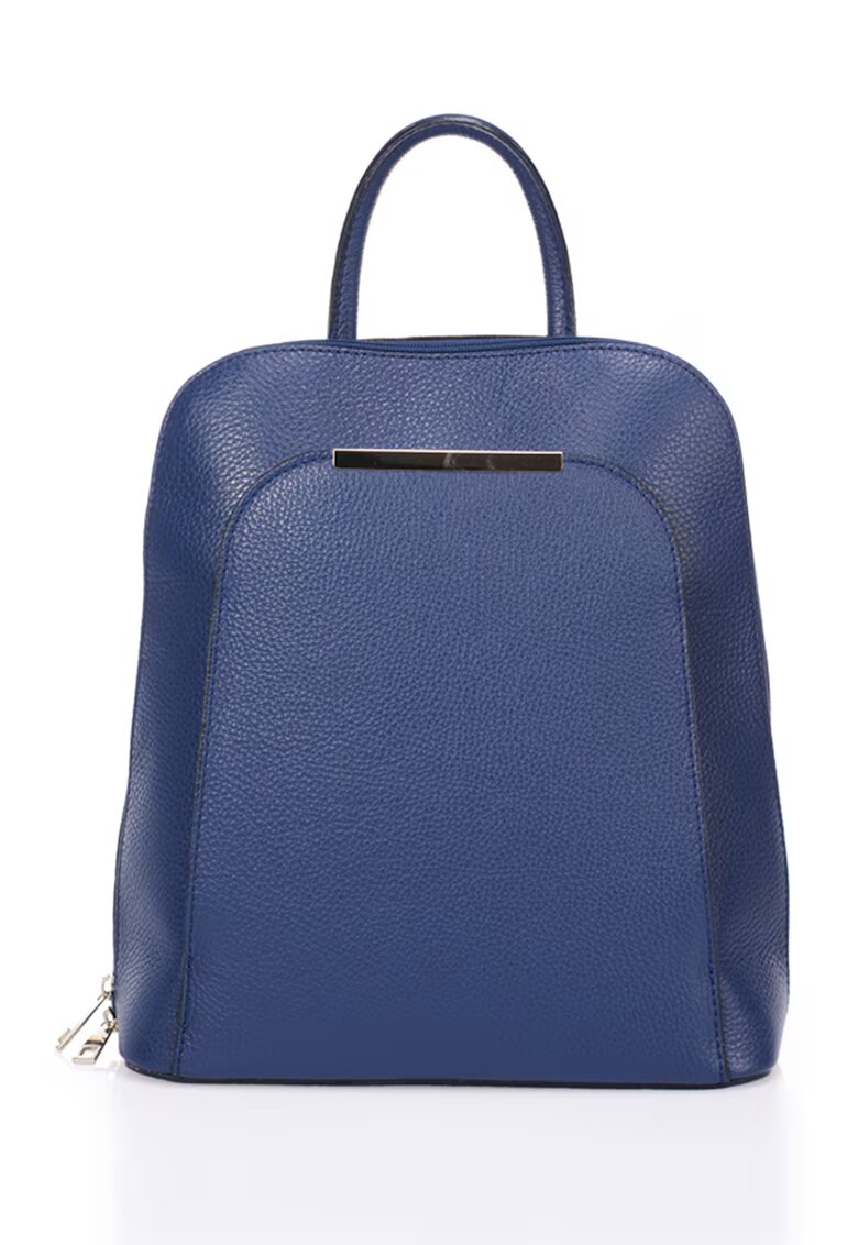Massimo Castelli Rucsac din piele cu buzunar exterior - Albastru inchis