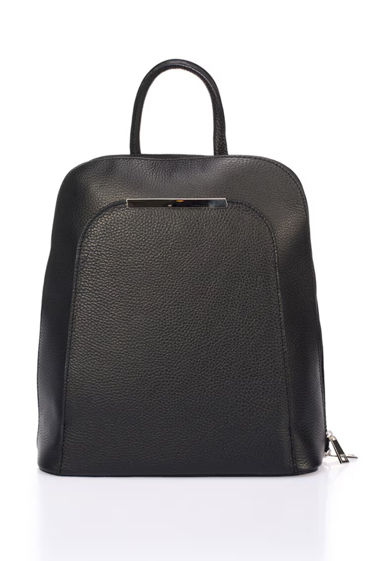 Massimo Castelli Rucsac din piele cu buzunar exterior - Negru