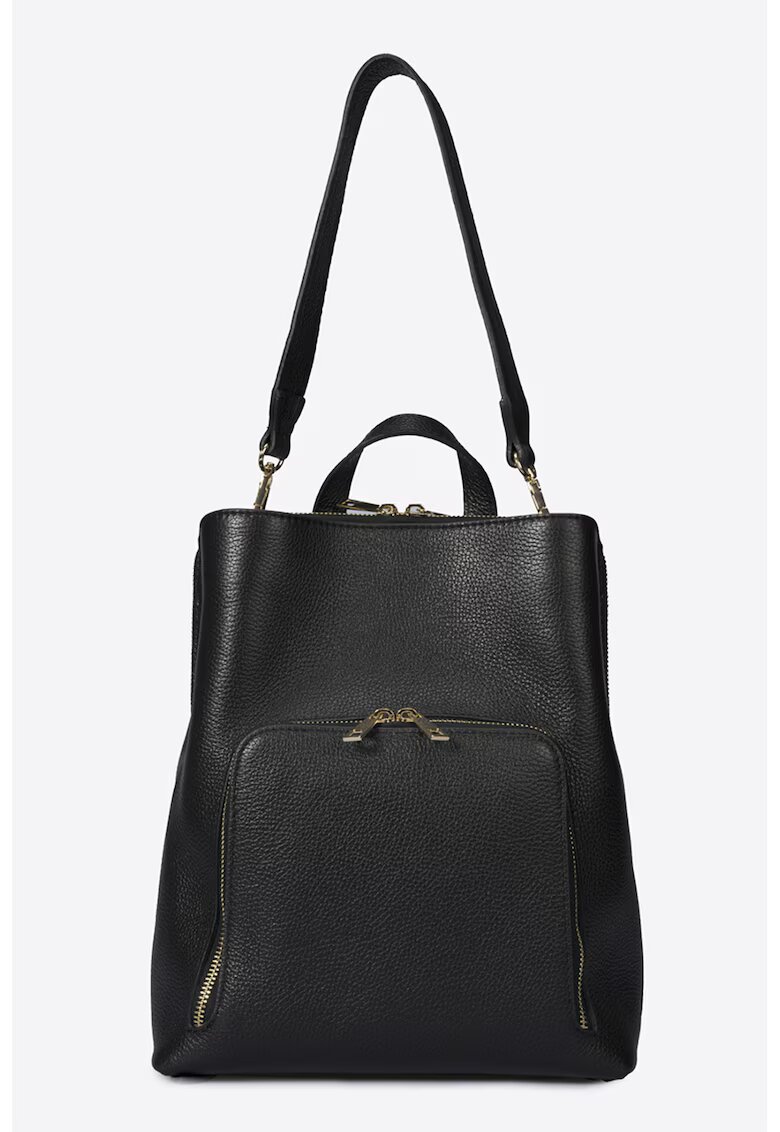 Massimo Castelli Rucsac din piele cu buzunar exterior - Negru