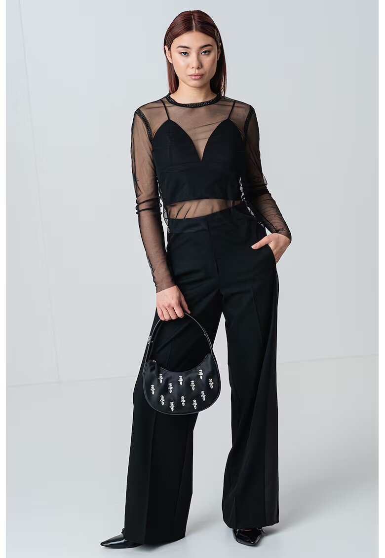 MaxCo Bluza de plasa cu strasuri - Negru