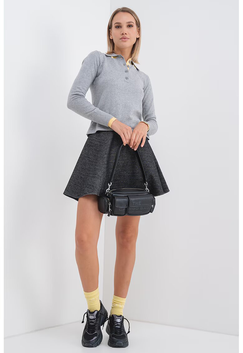 Max&Co Fusta mini evazata Slogan - Negru melange