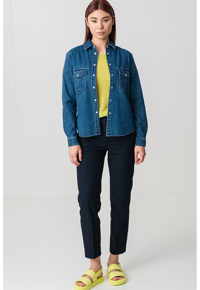 MaxCo Jacheta-camasa din denim cu buzunare pe piept - Albastru