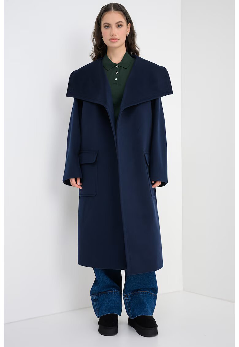 Max&Co Palton lejer din amestec de lana si casmir cu cordon - Bleumarin