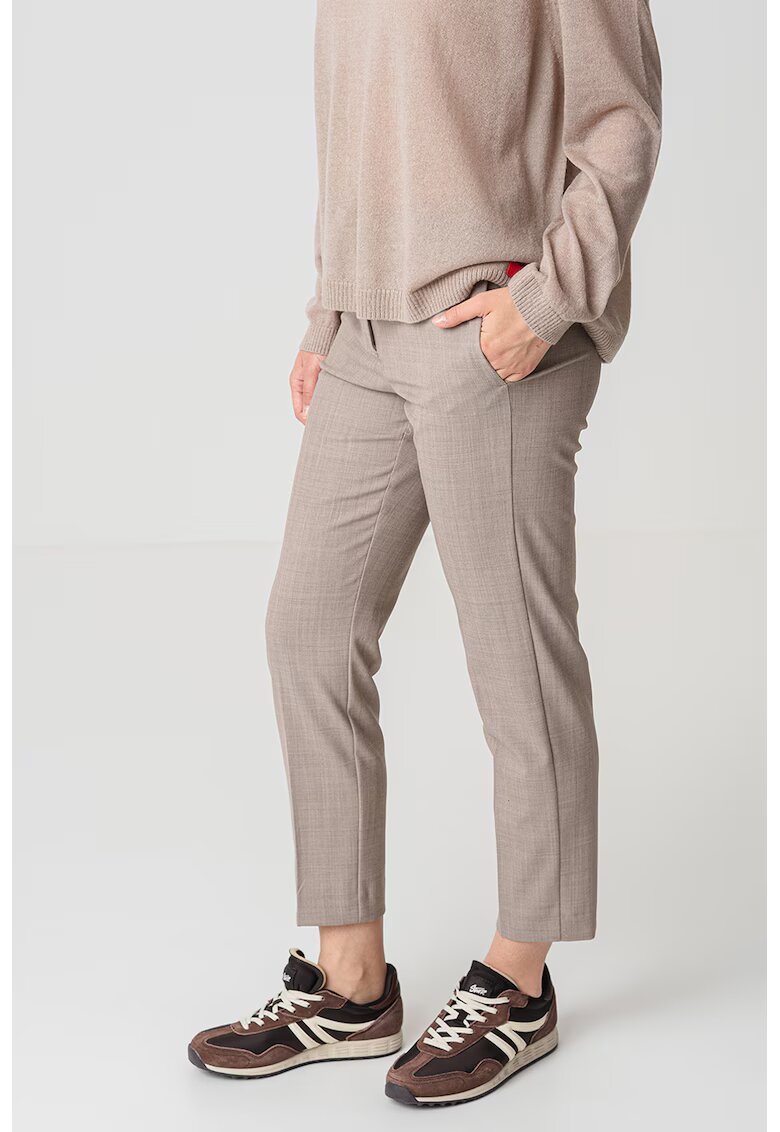 MaxCo Pantaloni crop cu talie inalta - Maro taupe deschis