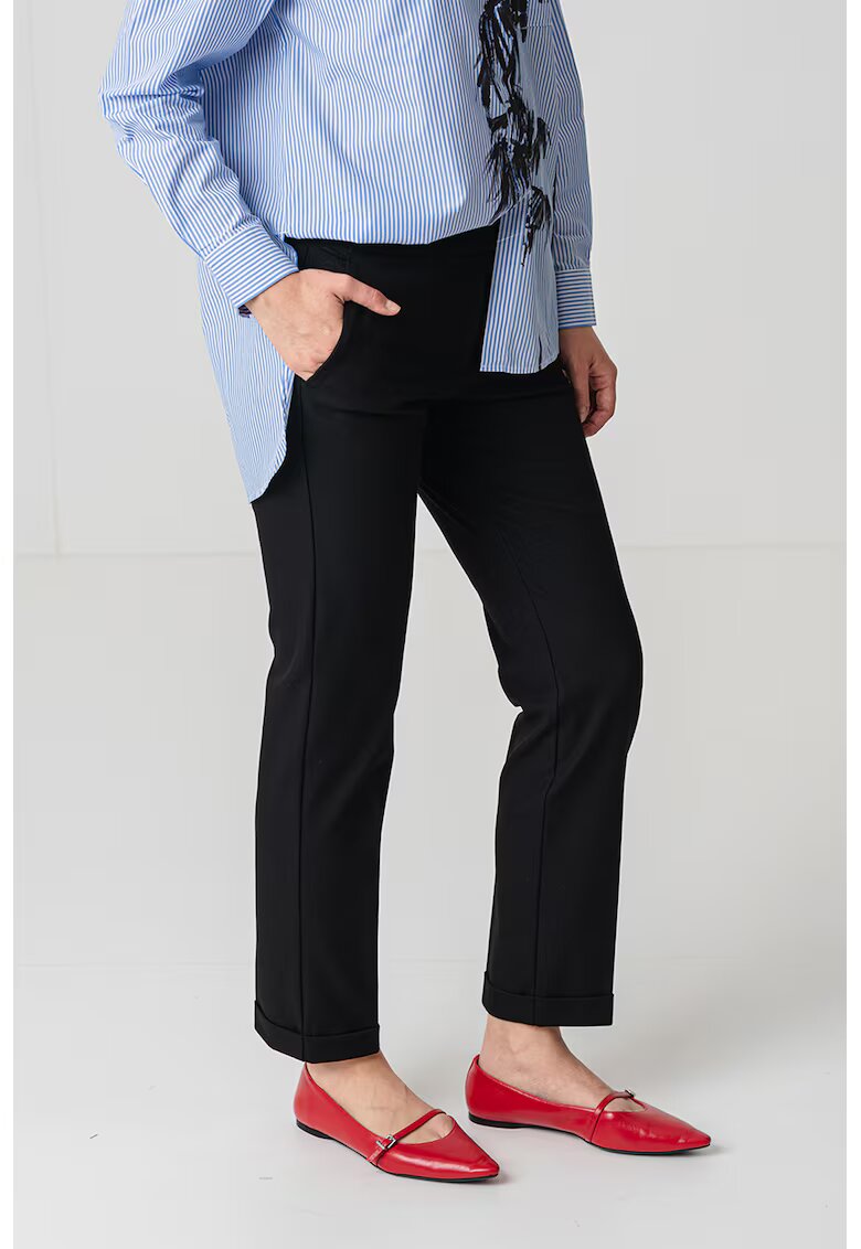 MaxCo Pantaloni crop drepti - Negru