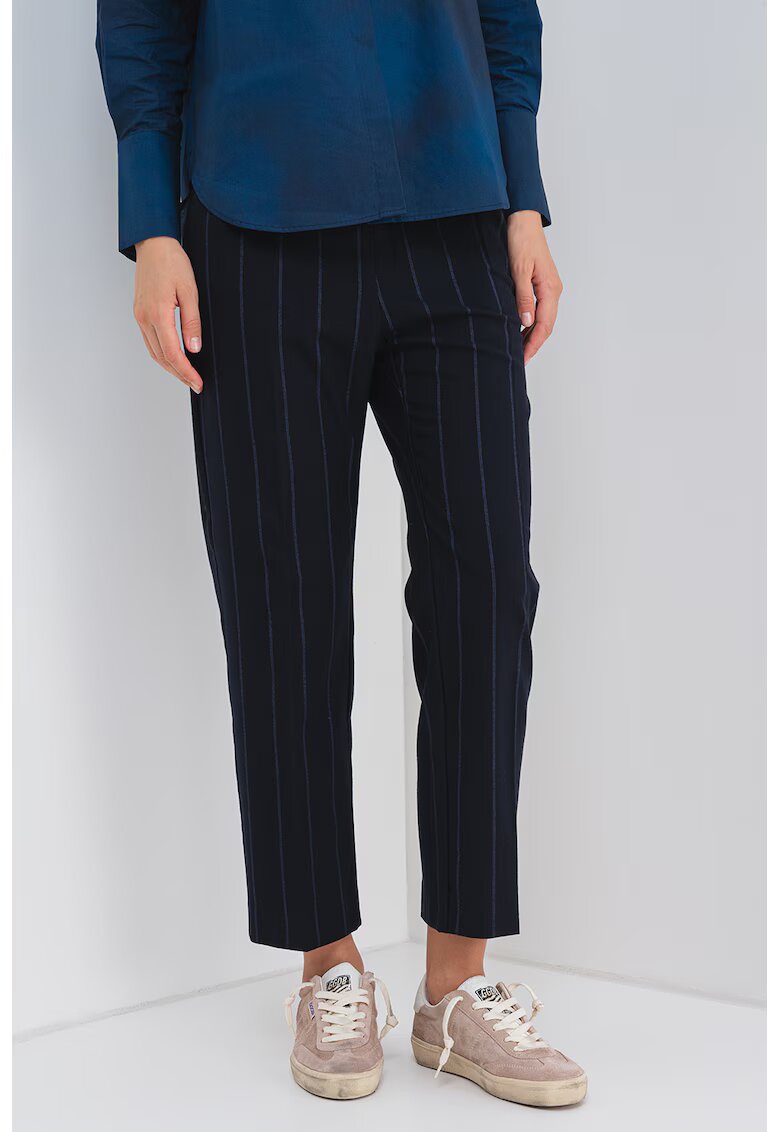 Max&Co Pantaloni cu talie inalta si dungi - Albastru ultramarin