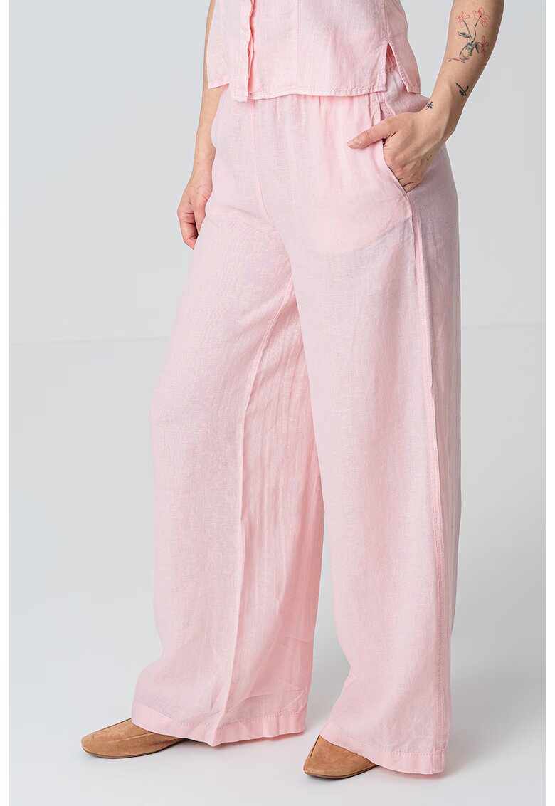 MaxCo Pantaloni de in cu croiala ampla si talie elastica - Roz deschis