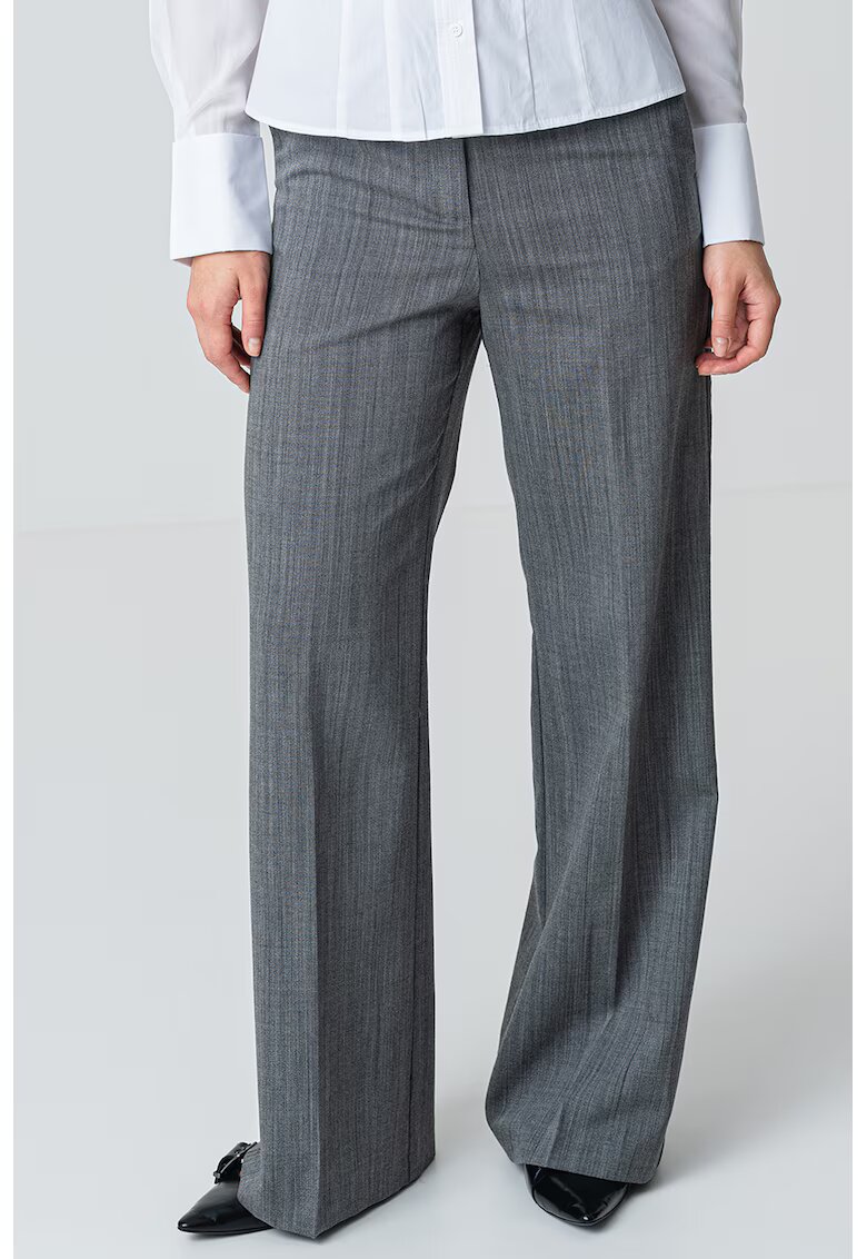 MaxCo Pantaloni de lana cu croiala ampla - Gri inchis