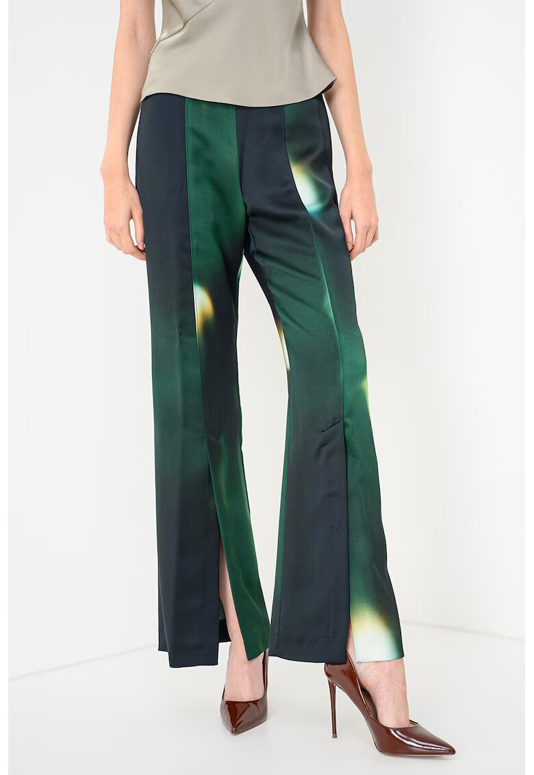 Max&Co Pantaloni evazati cu slituri la glezna Damara - Galben/Verde englez/Alb murdar