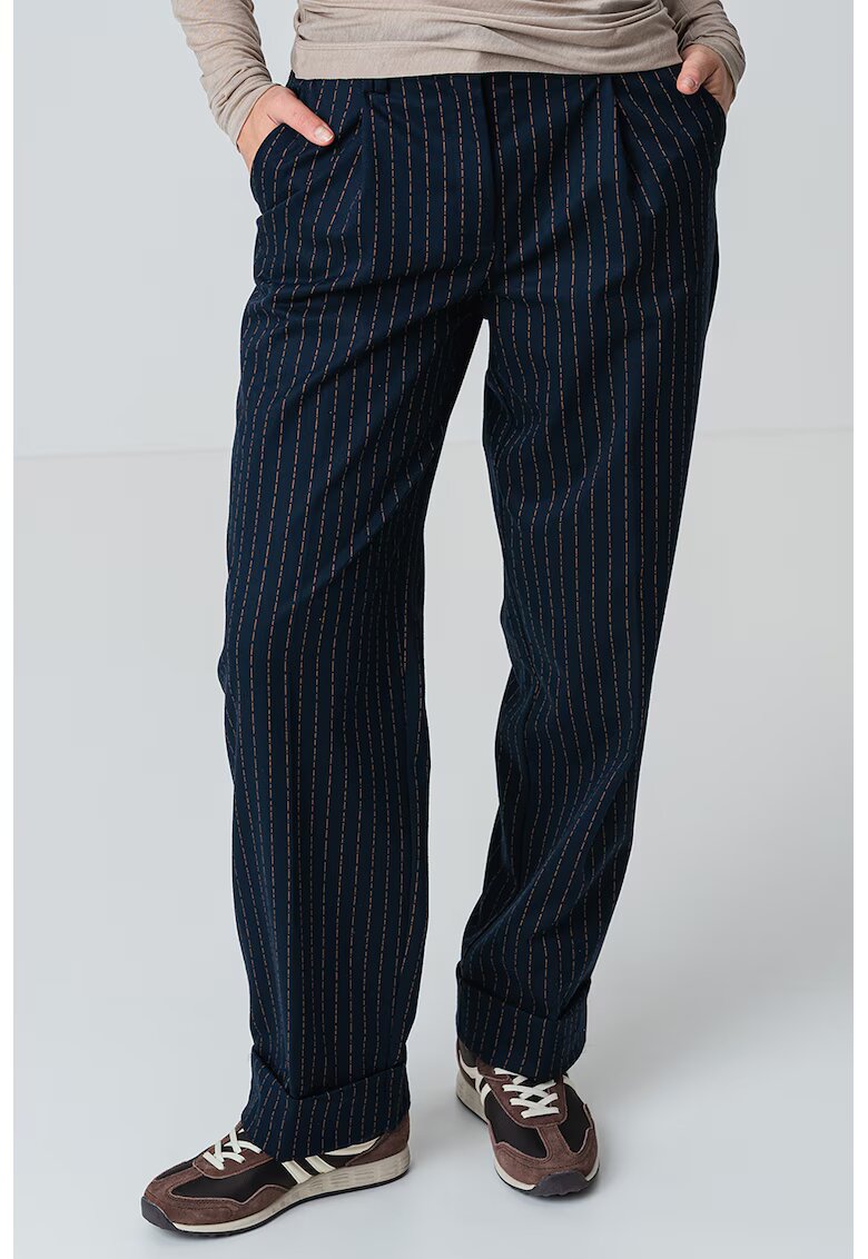 MaxCo Pantaloni relaxed fit cu talie medie - Albastru ultramarin/Galben mustar