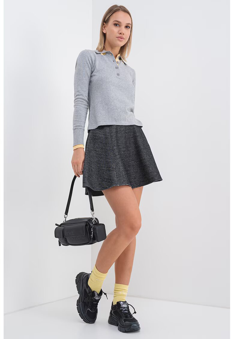 Max&Co Pulover din amestec de casmir cu guler ascutit - Gri melange