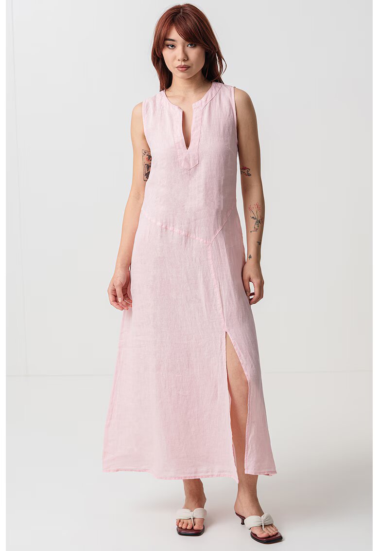 MaxCo Rochie de in cu decolteu in V si slituri laterale - Roz deschis