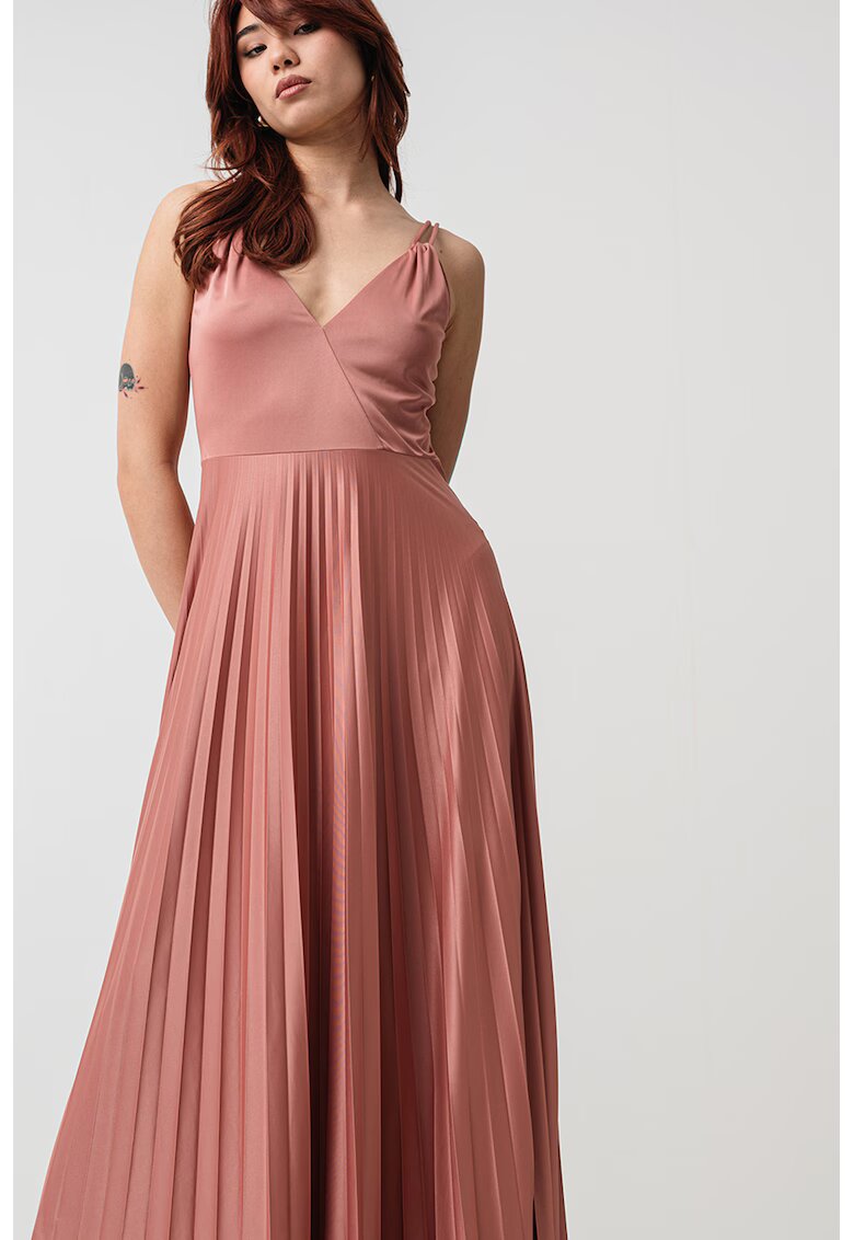 MaxCo Rochie maxi cu pliuri - Rosu stins