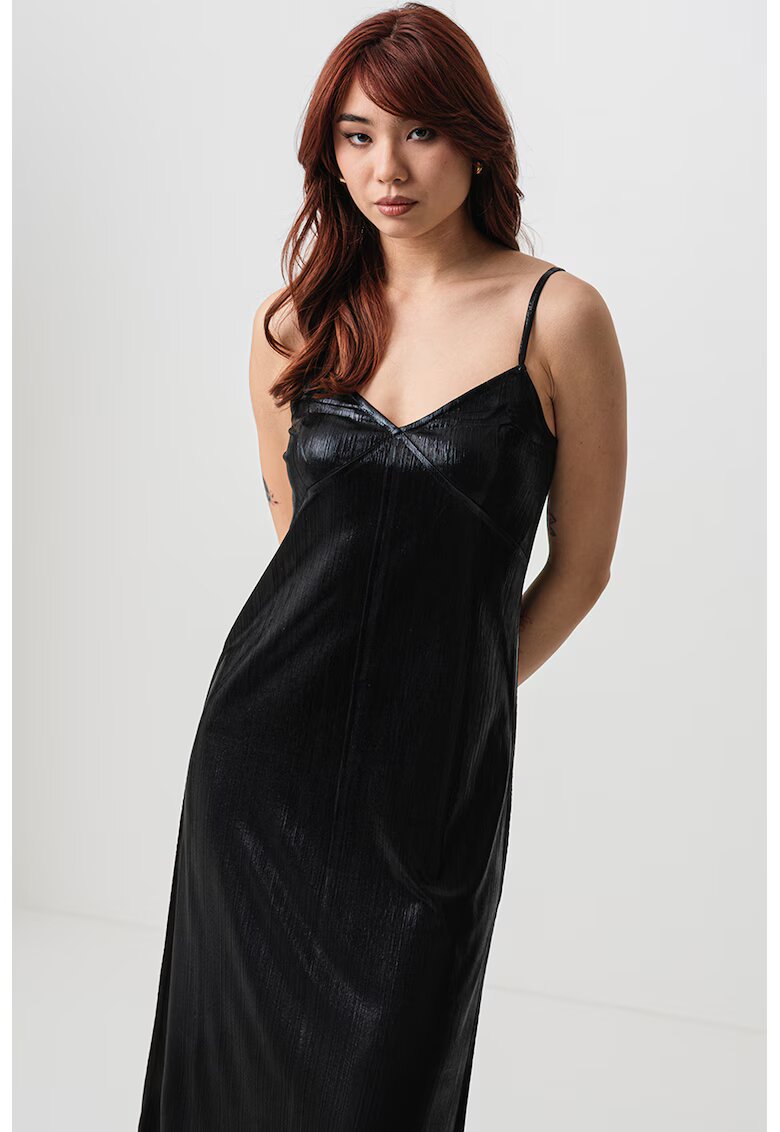 MaxCo Rochie midi cu apsect satinat Brighton - Negru