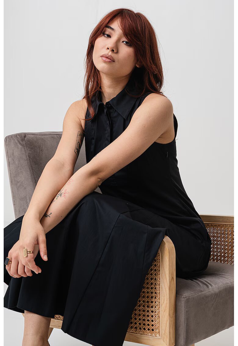 MaxCo Rochie midi cu buzunare laterale - Negru