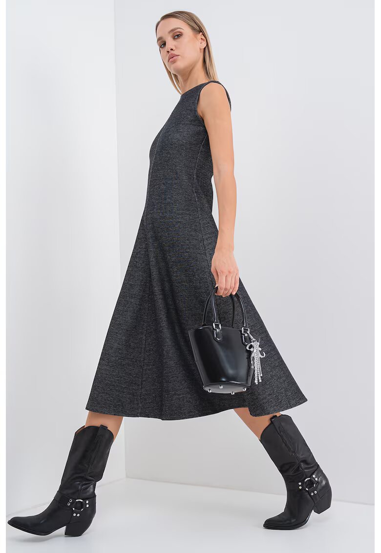 Max&Co Rochie midi fara maneci -cu croiala in A Saphir - Negru melange