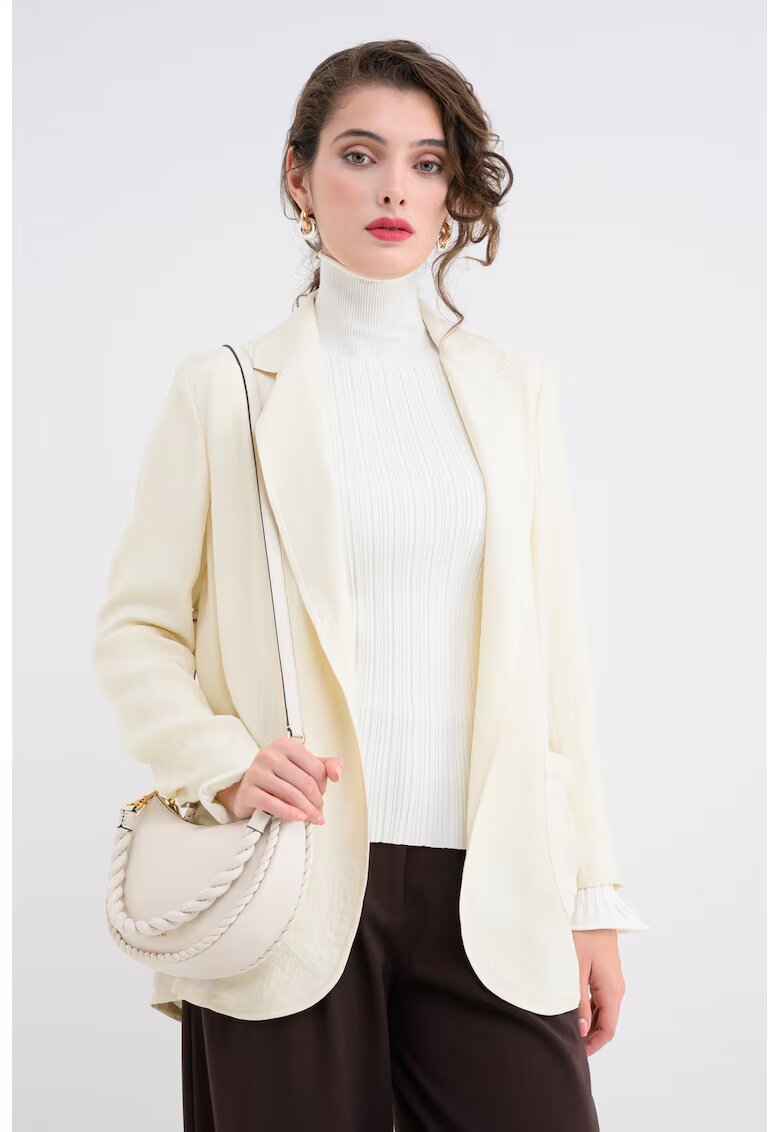 Max&Co Sacou lejer fara inchidere cu maneci cu insertii elastice - Alb fildes