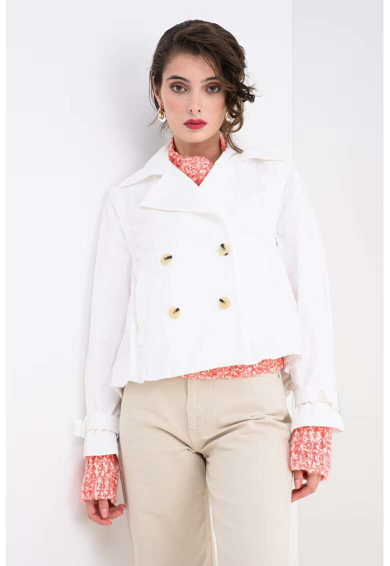 Max&Co Trenci crop cu maneci detasabile - Alb