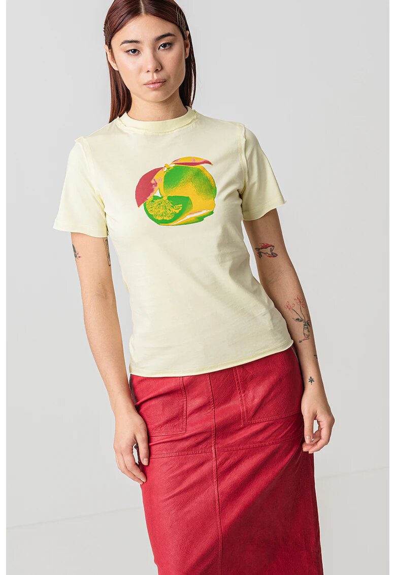 MaxCo Tricou cu imprimeu fructat Duomo - Galben pai