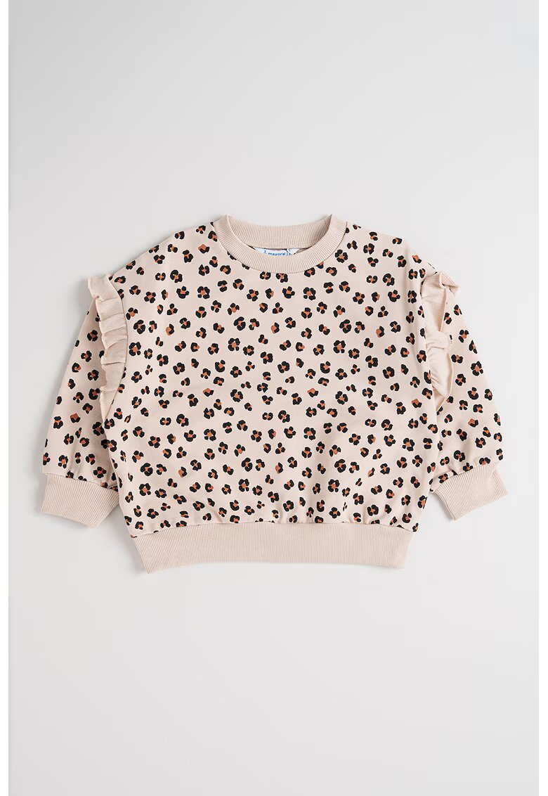 Mayoral Bluza cu decolteu la baza gatului si animal print - Negru/Bej inchis