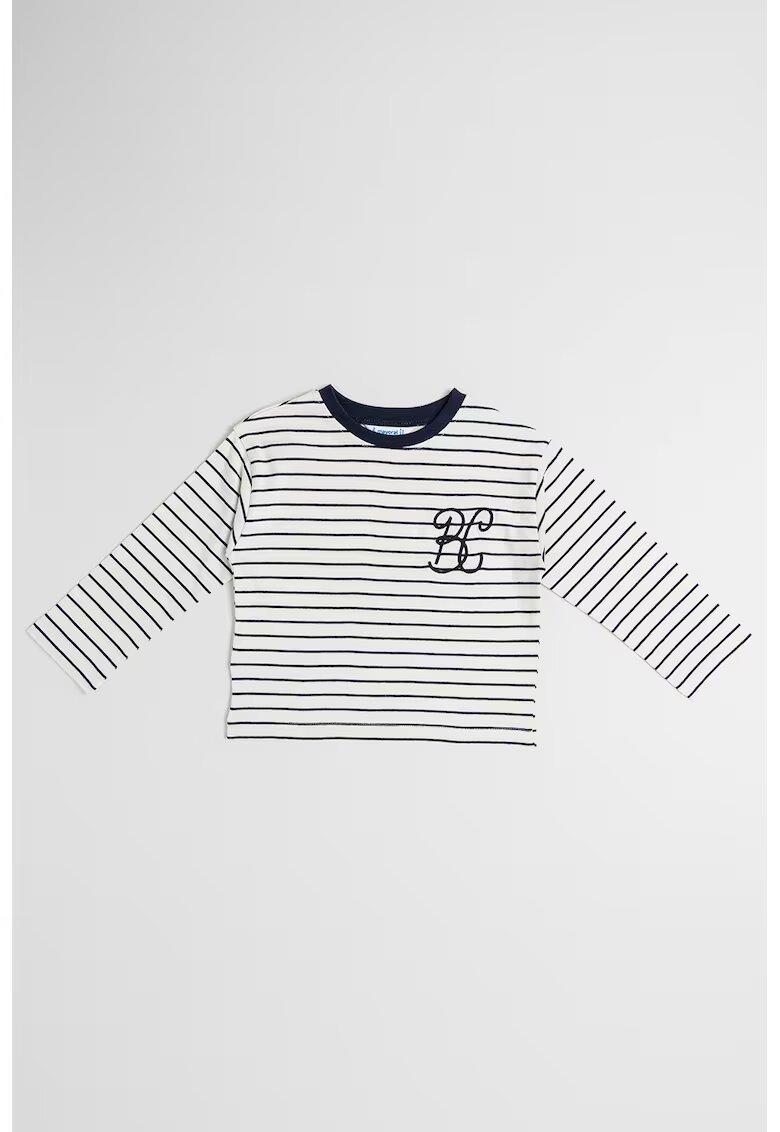Mayoral Bluza cu decolteu la baza gatului si model - Alb/Bleumarin