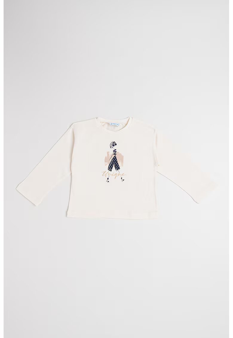 Mayoral Bluza cu imprimeu grafic - Alb fildes/Roz prafuit/Bleumarin
