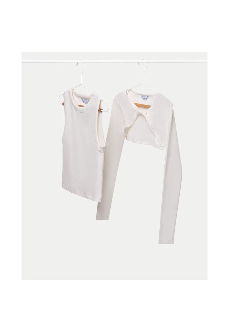 Mayoral Bluza fete 6150 - Bumbac/Elastan - Ecru - Ecru