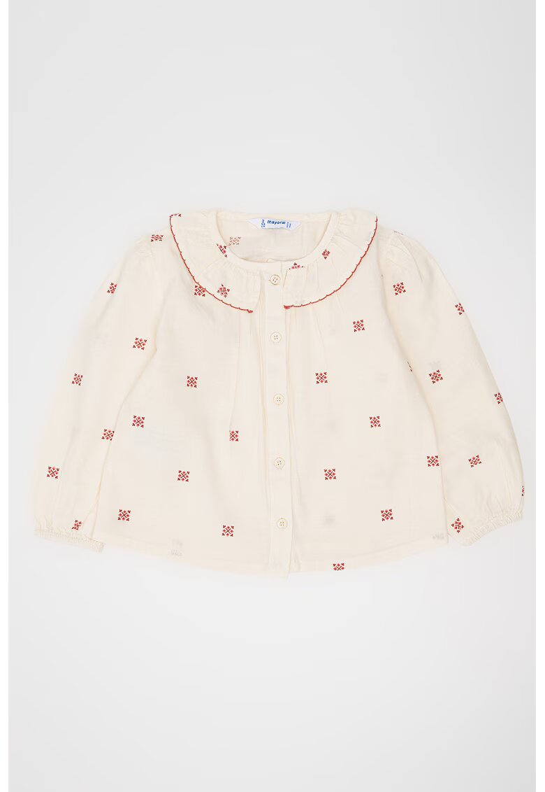 Mayoral Camasa cu guler babydoll - Visiniu/Alb murdar