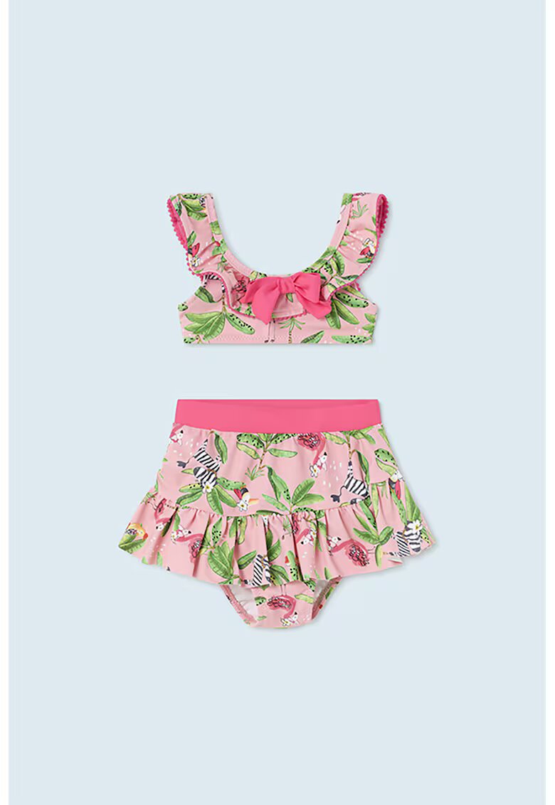 Mayoral Costum de baie cu doua piese si imprimeu tropical - Roz pastel