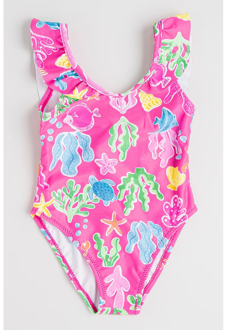 Mayoral Costum de baie intreg cu model - Fucsia/Verde deschis