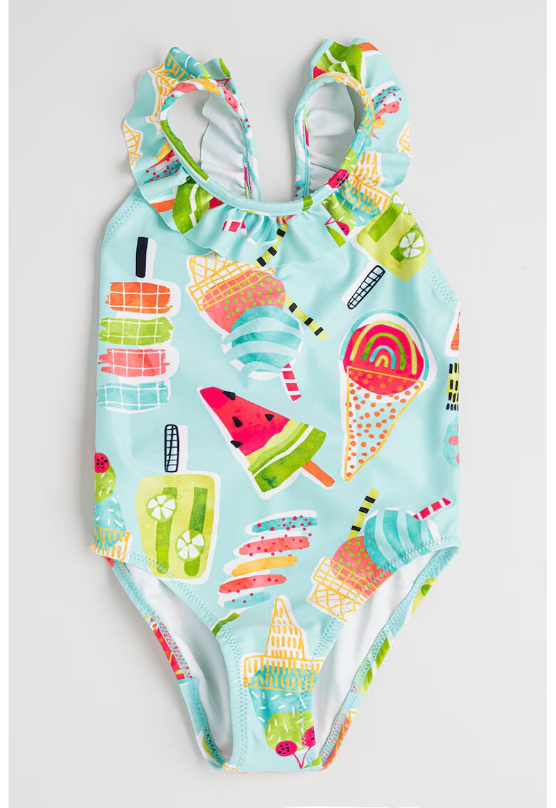 Mayoral Costum de baie intreg cu volane - Fucsia/Verde menta