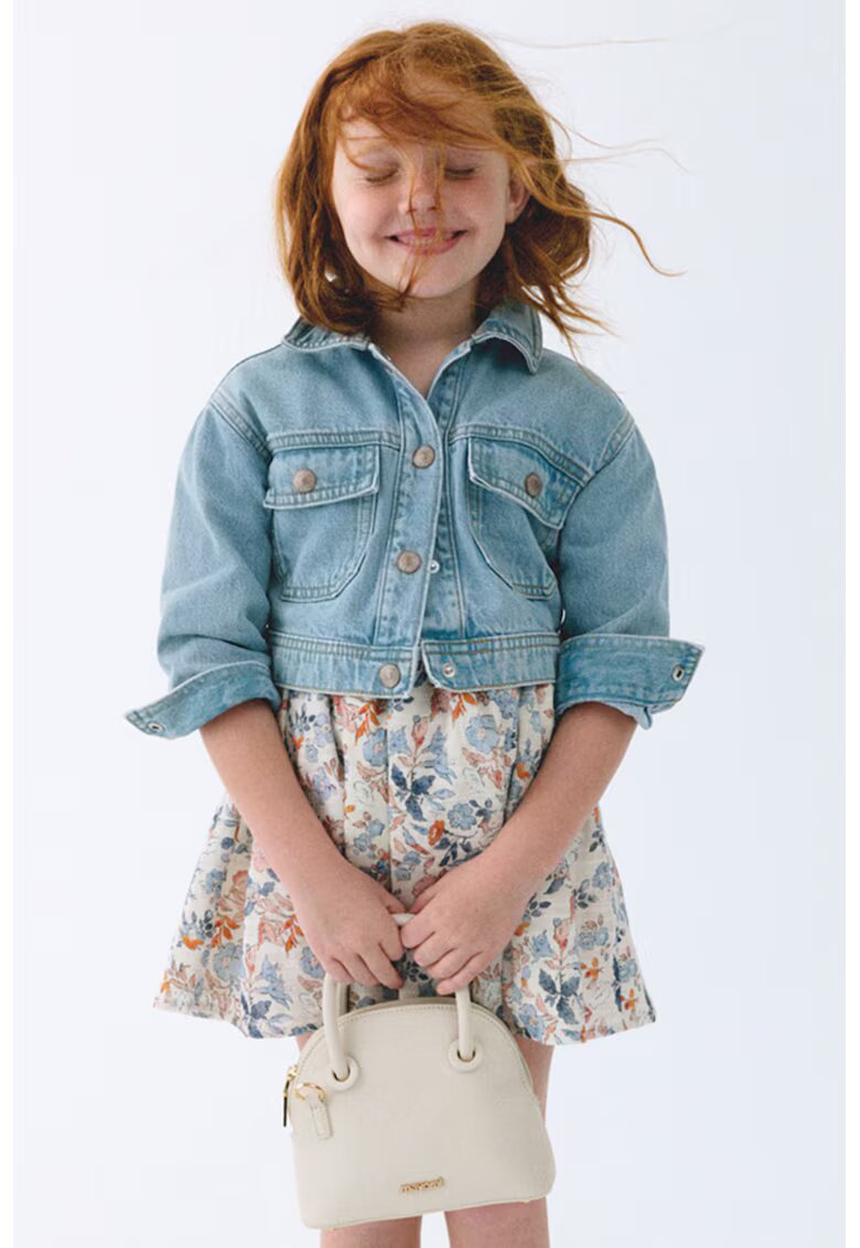 Mayoral Jacheta crop din denim - Albastru deschis