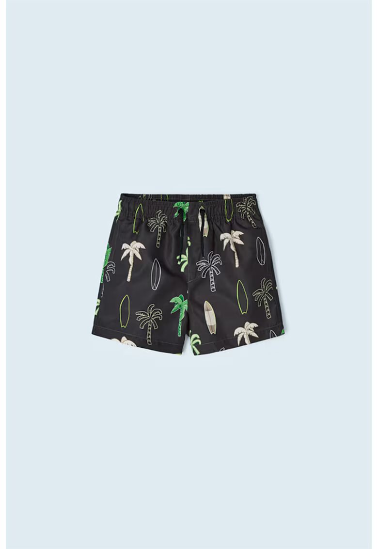 Mayoral Pantaloni scurti de baie cu model si talie elastica - Negru/Verde lime