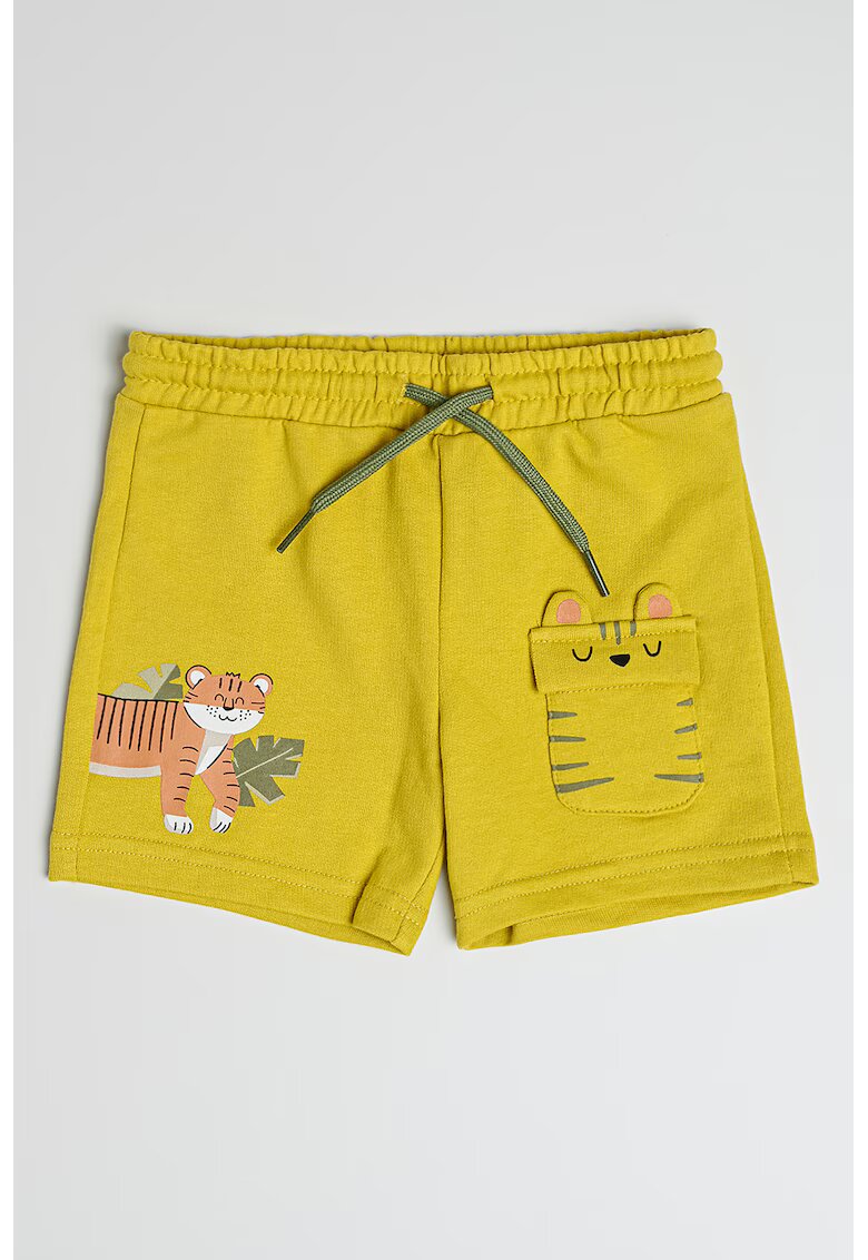 Mayoral Pantaloni scurti din amestec de bumbac cu imprimeu - Maro/Verde fistic