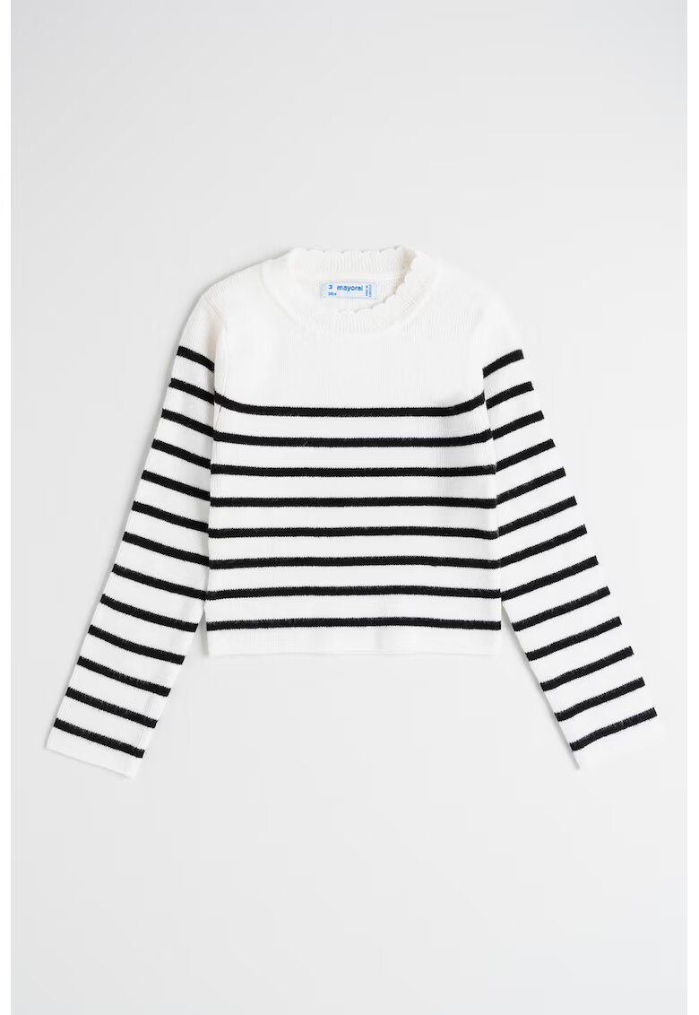 Mayoral Pulover striat cu model in dungi - Alb/Negru