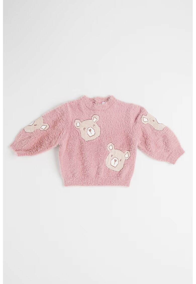 Mayoral Pulover tricotat cu broderie - Roz prafuit
