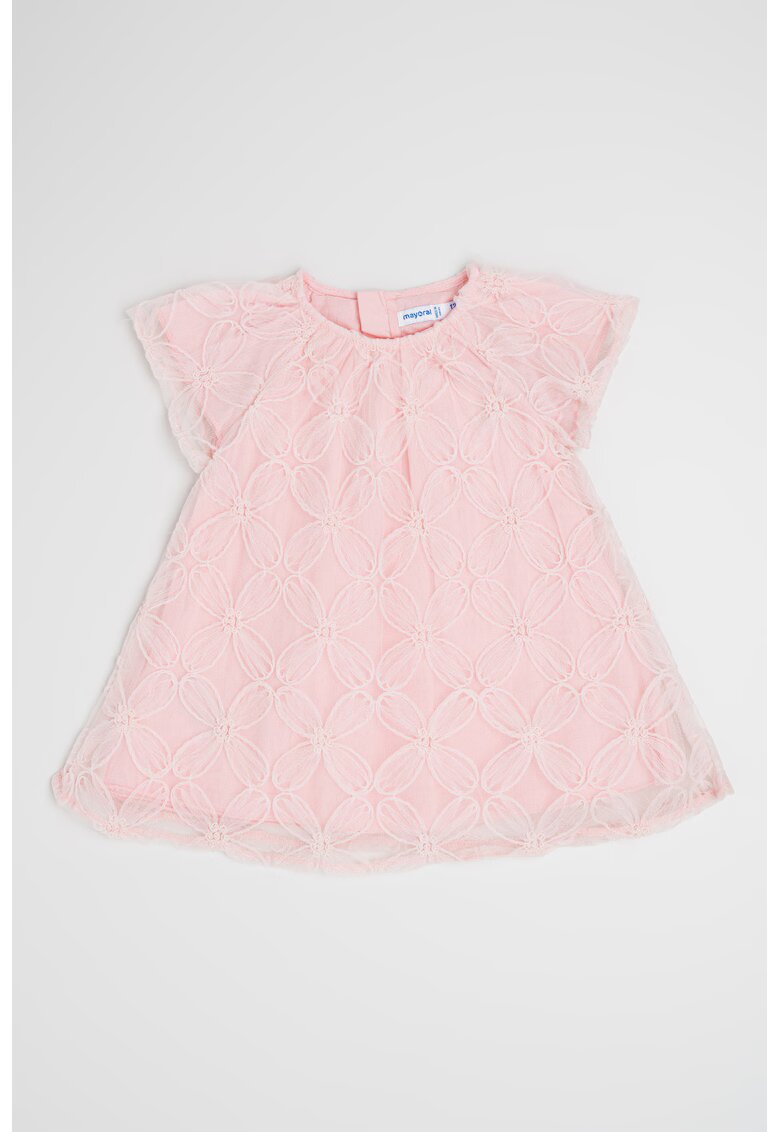 Mayoral Rochie cu croiala in A si strat exterior cu tul - Roz pastel