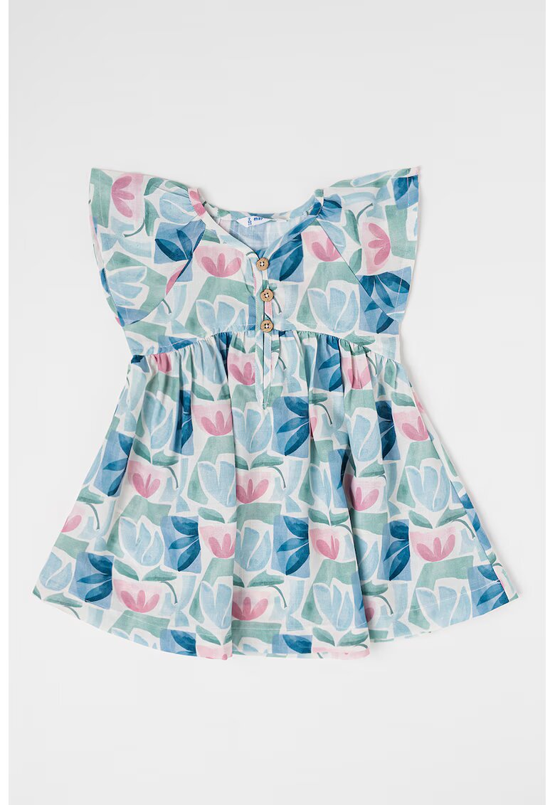 Mayoral Rochie cu maneci scurte si imprimeu floral - Verde/Roz/Albastru