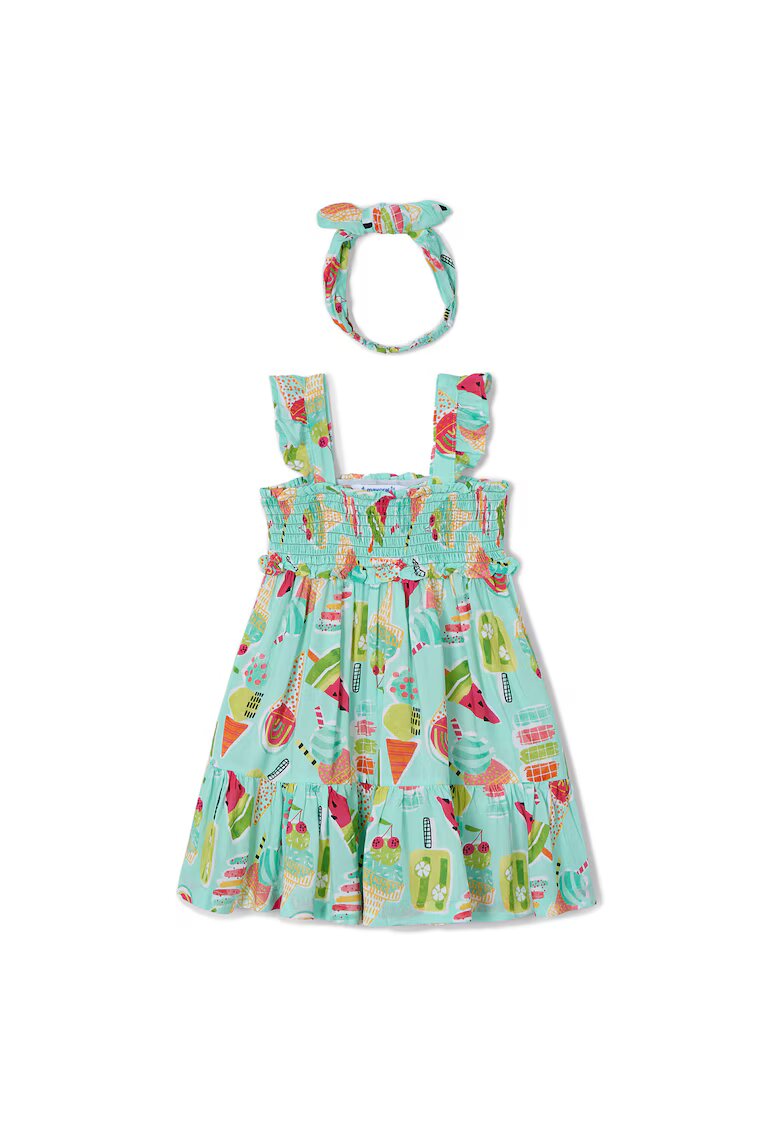 Mayoral Rochie de vara fete 3939 - Bumbac - Verde - Verde