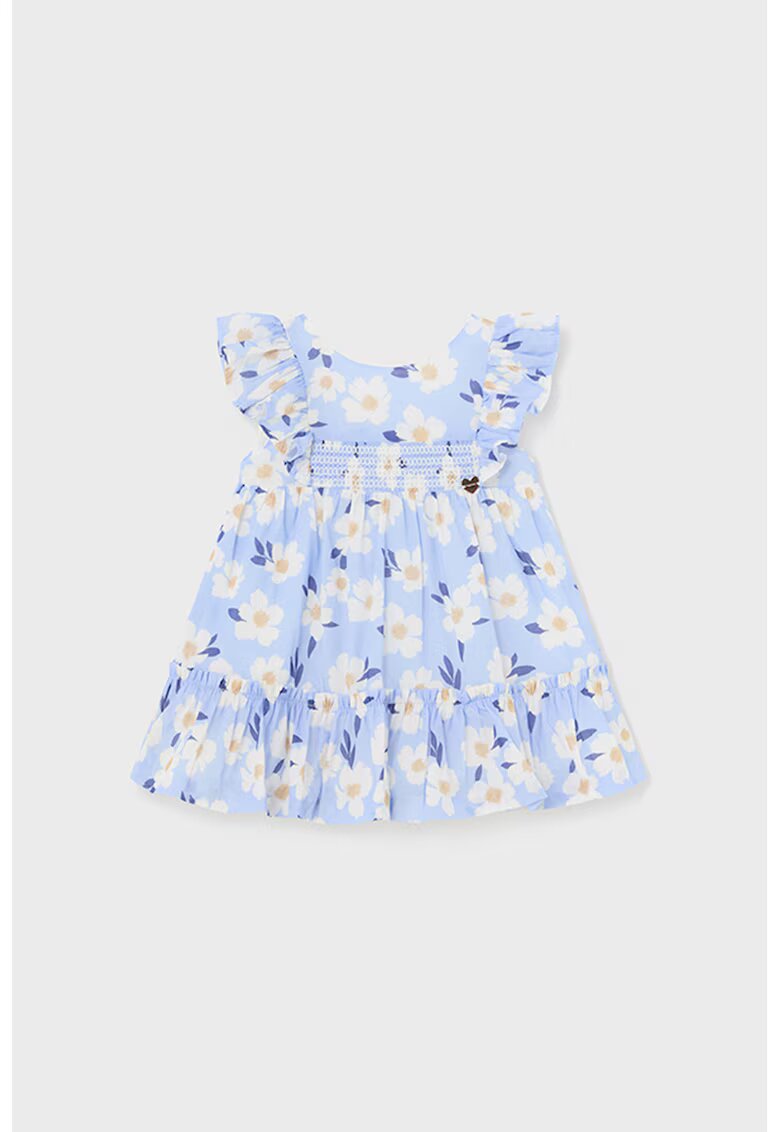 Mayoral Rochie evazata cu model floral - Albastru pastel
