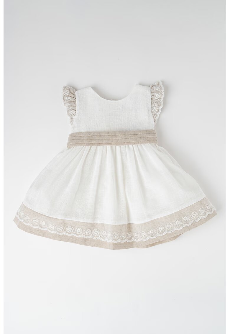Mayoral Rochie evazata de in cu funda - Alb/Maro taupe