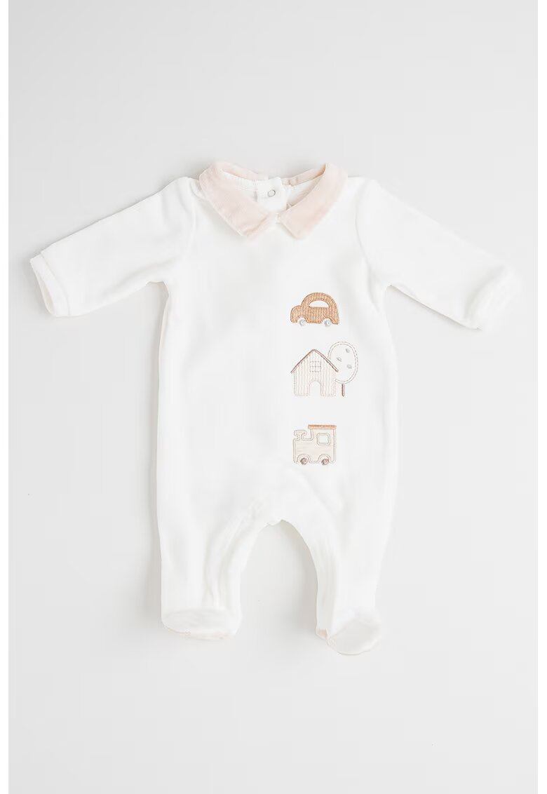 Mayoral Salopeta de pijama din plus cu broderie - Alb murdar