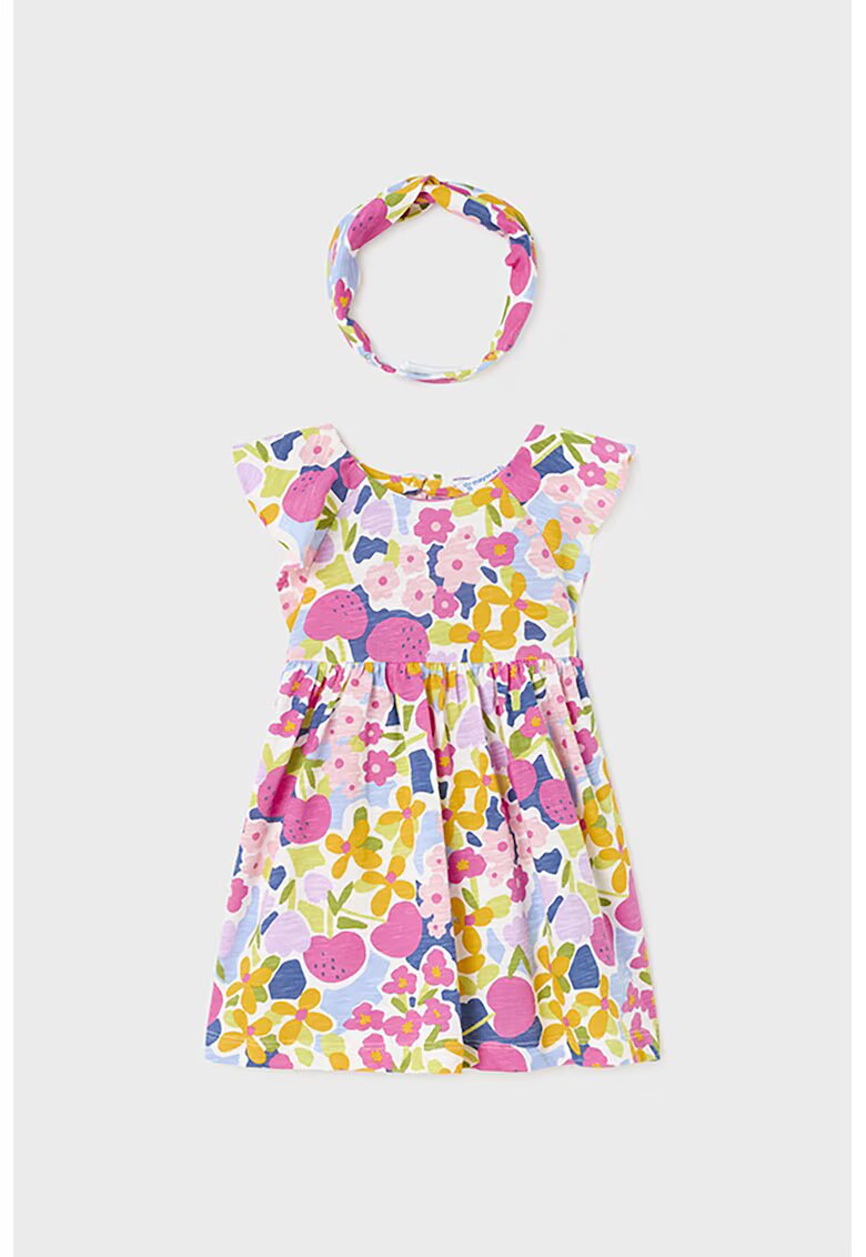 Mayoral Set de bentita si rochie cu imprimeu floral - Portocaliu pal/Roz