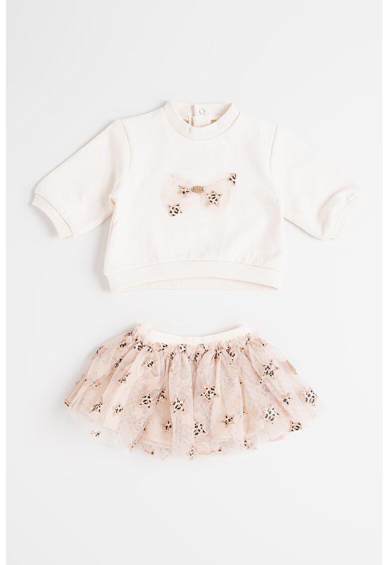 Mayoral Set de bluza de trening si fusta - Alb murdar/Bej deschis
