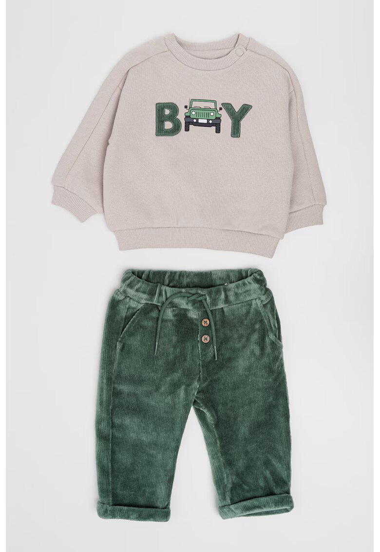 Mayoral Set de bluza de trening si pantaloni din reiat - Verde/Gri deschis