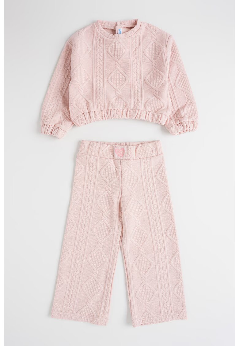 Mayoral Set de bluza de trening texturata si pantaloni - Roz prafuit